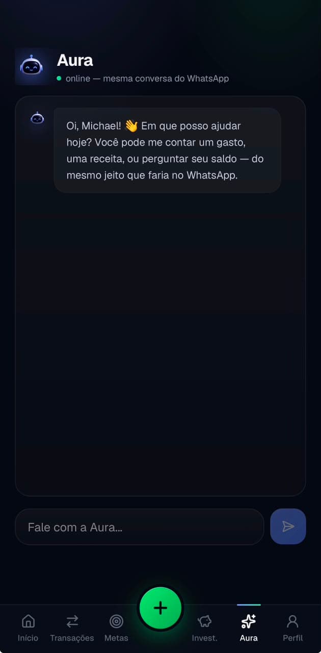 Conversa com a Aura dentro do app